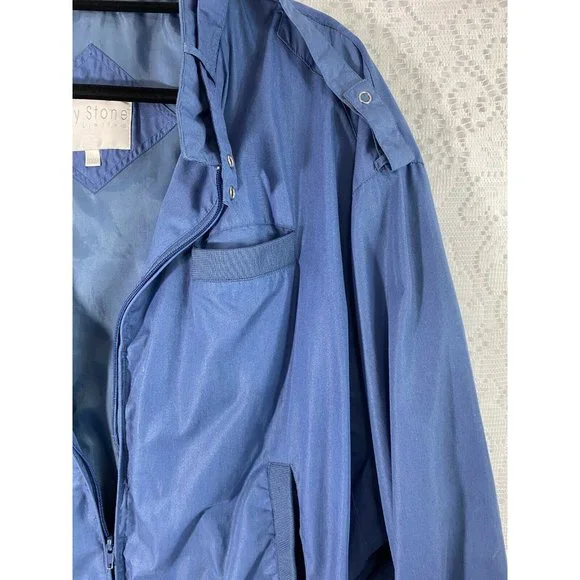 Grey Stone Limited Mens Blue Lined Bomber Jacket Zip Front Sz 3XB - Picture 2 of 9